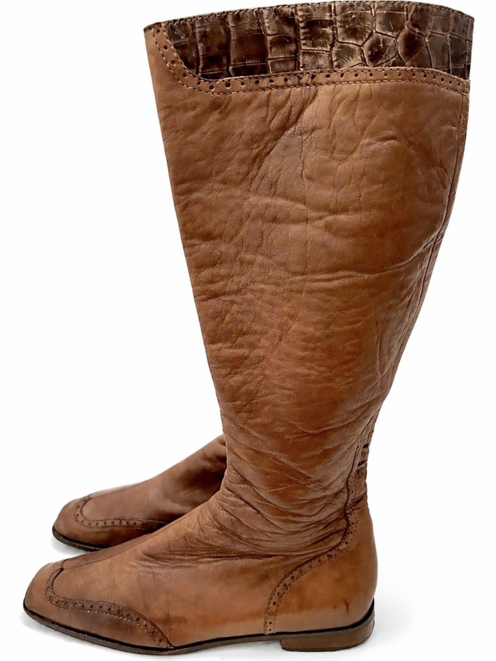 MaxMara Riding Boot with Brogue stitching in Brown Size 38 / 7.5 US